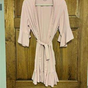 Blush Pink Women's Ruffle Sleeve Robe